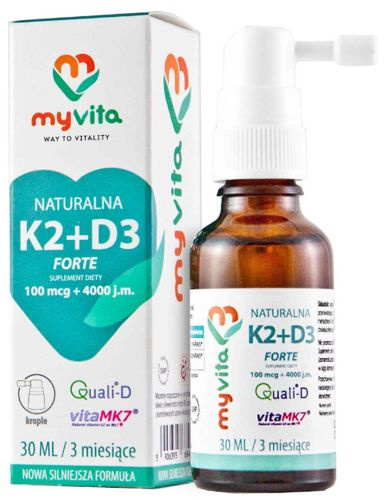 Natural Vitamin K2 Mk7 100mcg D3 4000iu Drops 30ml