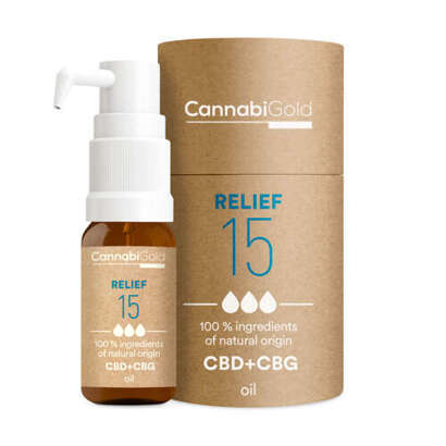 CannabiGold oil Relief 15 % (13,5 % CBD, 1,5 % CBG), 1800 mg, 12 ml