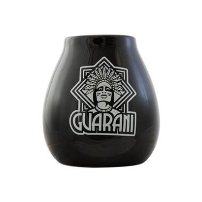 Ceramic black gourd with Guarani logo - 350 ml