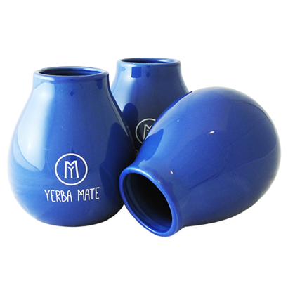 Tykwa ceramiczna niebieska z napisem "Soul Mate" o pojemności 350ml.