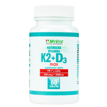 Vitamin K2 MK-7 MAX + D3 200mcg / 2000IU (MyVita) 60's