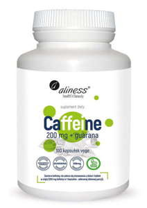 Caffeine 200 mg with guarana, 100 Vege capsules, Aliness