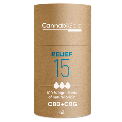 CannabiGold oil Relief 15 % (13,5 % CBD, 1,5 % CBG), 1800 mg, 12 ml