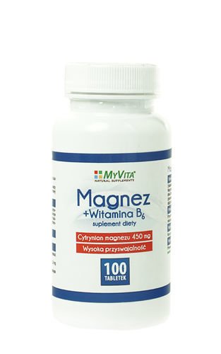 Magnez Cytrynian Magnezu 450mg + Witamina B6 100 tabletek MyVita